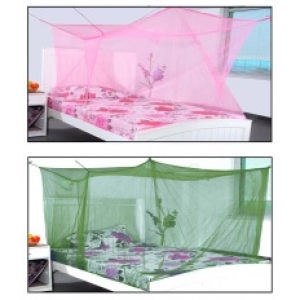 MODICARE PRODUCTS - Modicare Fashion Green & Pink Single Bed Mosquito Net - Pack of 2